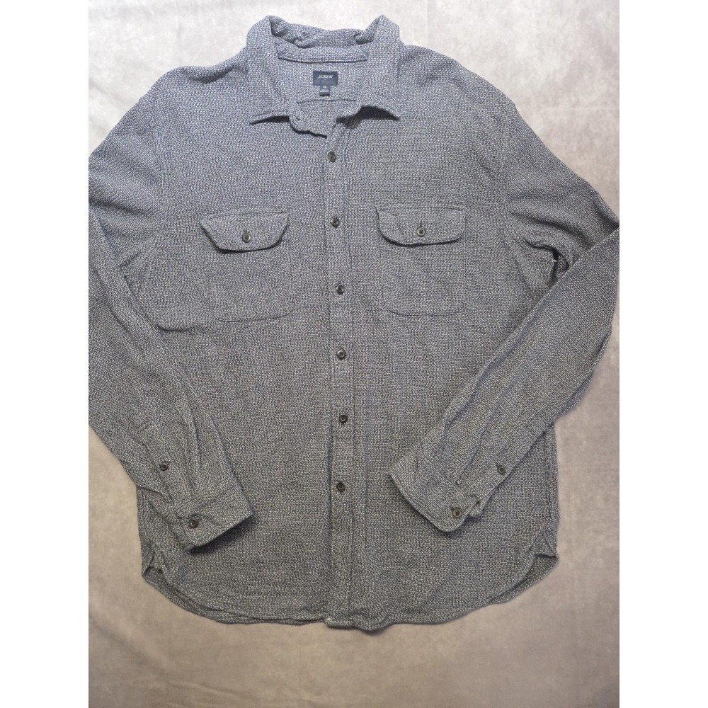 J. Crew Shirt Mens XL Gray White Long Sleeve Button Down Heavyweight Work Shirt